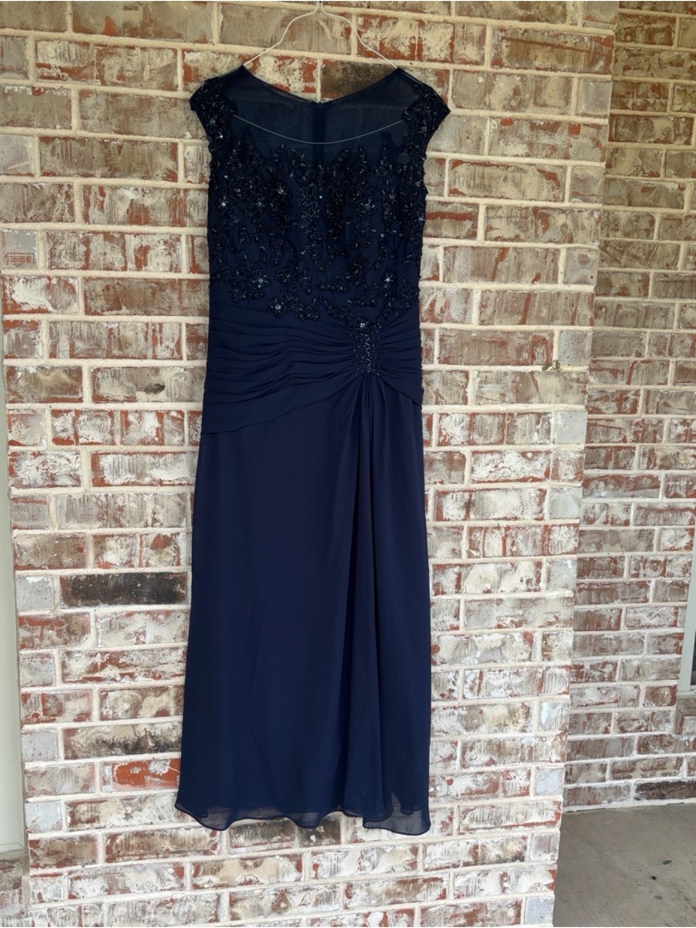 JJ's House Novali Navy A-line Pleated Lace Dress Mother of the Bride Dress